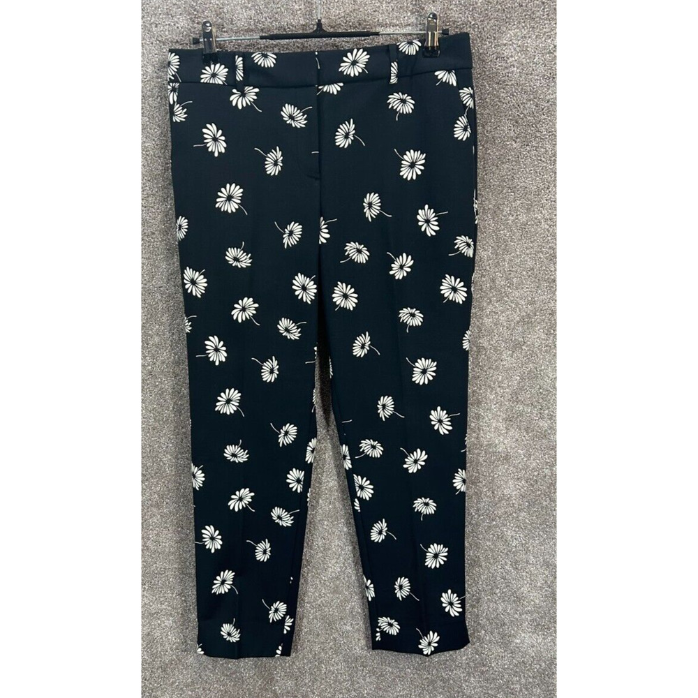Talbots Pants Womens 10 Petite Black Floral Print Actual‎ 33X26 Hampshire Ankle